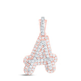 10kt Rose Gold Womens Round Diamond A Initial Letter Pendant 1/5 Cttw