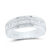 14kt White Gold Mens Round Diamond Wedding Single Row Band Ring 1/2 Cttw