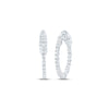 10kt White Gold Womens Round Diamond Inside Outside Hoop Earrings 1/2 Cttw