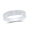 14kt White Gold Womens Round Diamond Pave Band Ring 1/2 Cttw