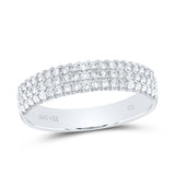14kt White Gold Womens Round Diamond Pave Band Ring 1/2 Cttw