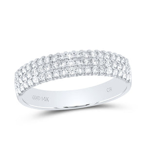 14kt White Gold Womens Round Diamond Pave Band Ring 1/2 Cttw