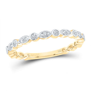 10kt Yellow Gold Womens Round Diamond Stackable Band Ring 1/8 Cttw