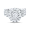 14kt White Gold Oval Diamond Halo Bridal Wedding Ring Band Set 2 Cttw