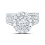 14kt White Gold Oval Diamond Halo Bridal Wedding Ring Band Set 2 Cttw