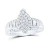 10kt White Gold Round Diamond Oval Bridal Wedding Engagement Ring 1 Cttw