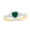 10kt Yellow Gold Womens Heart Emerald Fashion Ring 5/8 Cttw
