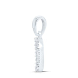 10kt White Gold Womens Round Diamond D Initial Letter Pendant 1/10 Cttw