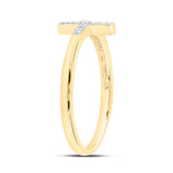 10kt Yellow Gold Womens Round Diamond Cross Ring 1/20 Cttw