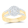 10kt Yellow Gold Round Diamond 3-Piece Bridal Wedding Ring Band Set 1/2 Cttw