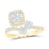 10kt Yellow Gold Womens Round Diamond Square Ring 5/8 Cttw