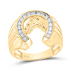 10kt Yellow Gold Mens Round Diamond Horseshoe Ring 1/4 Cttw