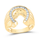 10kt Yellow Gold Mens Round Diamond Horseshoe Ring 1/4 Cttw