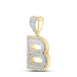 10kt Two-tone Gold Mens Round Diamond Initial B Letter Charm Pendant 1 Cttw