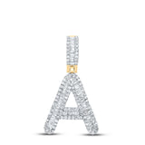 10kt Yellow Gold Mens Baguette Diamond A Initial Letter Pendant 1/2 Cttw