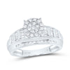 10kt White Gold Round Diamond Cluster Bridal Wedding Engagement Ring 1/2 Cttw