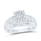 10kt White Gold Round Diamond Cluster Bridal Wedding Engagement Ring 1/2 Cttw