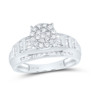 10kt White Gold Round Diamond Cluster Bridal Wedding Engagement Ring 1/2 Cttw