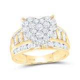 10kt Yellow Gold Round Diamond Heart Bridal Wedding Engagement Ring 2 Cttw