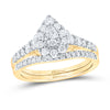 14kt Yellow Gold Pear Diamond Bridal Wedding Ring Band Set 1 Cttw