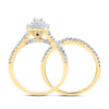 14kt Yellow Gold Emerald Diamond Halo Bridal Wedding Ring Band Set 1 Cttw