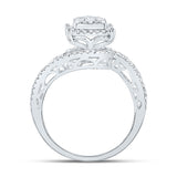 10kt White Gold Round Diamond Square Bridal Wedding Engagement Ring 1-1/4 Cttw