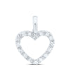 14kt White Gold Womens Round Diamond Heart Pendant 1/10 Cttw