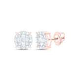 10kt Rose Gold Baguette Diamond Cluster Earrings 5/8 Cttw