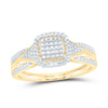 10kt Yellow Gold Round Diamond Cluster Bridal Wedding Engagement Ring 1/10 Cttw