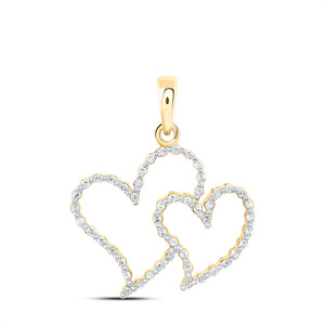 10kt Yellow Gold Womens Round Diamond Heart Pendant 1/6 Cttw