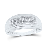 Sterling Silver Mens Round Diamond Wedding Pave Band Ring 1/5 Cttw