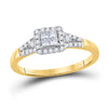 14kt Yellow Gold Princess Diamond Square Frame Cluster Ring 1/3 Cttw