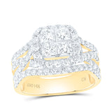14kt Yellow Gold Princess Diamond Cluster Bridal Wedding Engagement Ring 2 Cttw