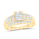 10kt Yellow Gold Princess Diamond Cluster Bridal Wedding Engagement Ring 1/2 Cttw