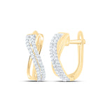 10kt Yellow Gold Womens Round Diamond Hoop Earrings 1/5 Cttw