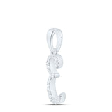 10kt White Gold Womens Round Diamond E Initial Letter Pendant 1/8 Cttw