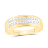 10kt Yellow Gold Mens Round Diamond Wedding 2-Row Band Ring 1/4 Cttw