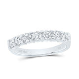 14kt White Gold Womens Round Diamond Single Row Comfort Wedding Band 3/4 Cttw