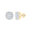 14kt Yellow Gold Round Diamond Cluster Earrings 5/8 Cttw