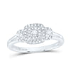 10kt White Gold Round Diamond Halo Bridal Wedding Engagement Ring 1/4 Cttw