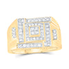 10kt Yellow Gold Mens Round Diamond Square Cluster Ring 1/2 Cttw