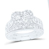 10kt White Gold Princess Diamond Heart Bridal Wedding Ring Band Set 1 Cttw