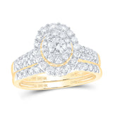 10kt Yellow Gold Round Diamond Bridal Wedding Ring Band Set 1 Cttw