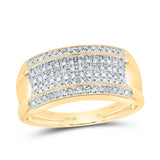 10kt Yellow Gold Mens Round Diamond Pave Band Ring 1/6 Cttw