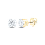 14kt Yellow Gold Womens Round Diamond Solitaire Earrings 1 Cttw