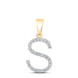 10kt Yellow Gold Womens Round Diamond S Initial Letter Pendant 1/5 Cttw