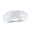 10kt White Gold Mens Round Diamond Square Cluster Ring 1/8 Cttw