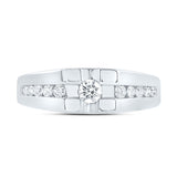 10kt White Gold Mens Round Diamond Solitaire Band Ring 1/2 Cttw