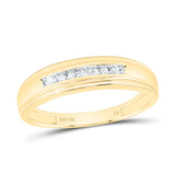 14kt Yellow Gold Mens Round Diamond Wedding Band Ring 1/12 Cttw