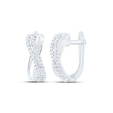 10kt White Gold Womens Round Diamond Hoop Earrings 1/5 Cttw